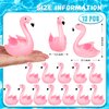 Pink Flamingo Rubber Duckies, 12PCS Bulk Flamingo Bath Toys for Kids Small Flamingo Rubber Duck Cake Decorations, Classroom Prizes
