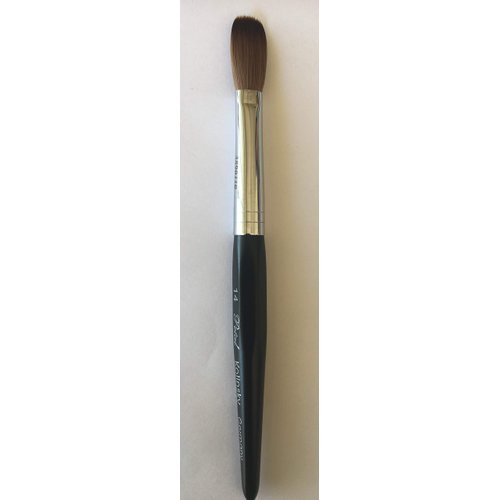 Six Angles - Black Handle Petal Kolinsky Acrylic Nail Brush for Manicure Powder (CRIMPED) - (Size #14)