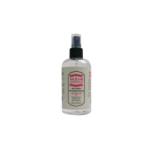 OAK & SAGE Homeopathic Face Wash With Rose Petals - Unscented - 8oz - 100% Herbs, No Alcohol, No Chemicals - For All Skin Types