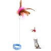 Cat Teaser Wand Toy, Cat Teasing Wand Collar Silicone Adjustable Cat Wand Toy Feather with Bell Cat Interactive Teaser Toys for Indoor Cat Kittens Playing Exercise (Blue)