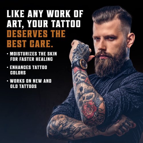 Viking Revolution Tattoo Care Balm for Before, During & Post Tattoo Safe, Natural Tattoo Aftercare Cream Moisturizing Lotion to Promote Skin Healing, Skin Moisturizer, (2oz,1 Pack)
