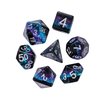 HDdais Glitter DND Dice Set, 7PCS Polyhedral Dice Set Filled Foil for Dungeons and Dragons, Resin D&D Dice for Role Playing Game and Tabletop Games（Black&Purple&Blue）