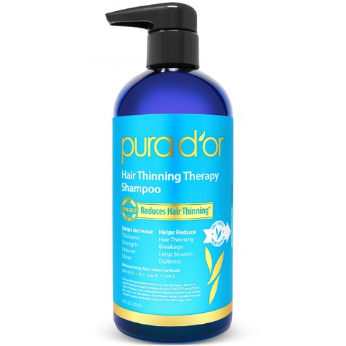 PURA D'OR 16 Oz Hair Thinning Therapy Biotin Shampoo - ORIGINAL Scent - CLINICALLY TESTED Effective Results, Herbal DHT Blocker Hair Thickening Products For Women & Men, Color Safe Routine Shampoo
