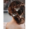 AW BRIDAL 2 Pcs White Flower Hair Clips Bridal Hair Combs for Women Rhinestone Wedding Hair Pins for Brides Bridesmaids Girl Hair Accessories(Silver)