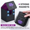 ZLCA Card Deck Box for MTG Cards with 2 Dividers, Card Storage Box Fits 100+ Single Sleeved Cards, PU Leather TCG Card Deck Case Holder for Magic Commander Yugioh (Black&Purple,Lotus)