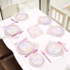 Tevxj 96PCS Pastel Rainbow Tableware Set Rainbow Birthday Dinnerware Disposable Plates Rainbow Cloud Party Plates Napkins Forks for Birthday Baby Shower Weddings Party Decorations Supplies 24 guests
