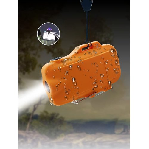 Double arc Lighter, Electric Lighter with Built-in Flashlight, Rechargeable Plasma USB Lighter, flameless Plasma Lighter with Lanyard, Used for Camping, Hiking, Survival igniter (Orange)