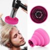 Hair Diffuser Attachment for Hair Dryer Travel Collapsible Portable Diffuser for Curly Hair Women .Airflow Attachment for Salon or Home Use with Nozzle 1.65-1.9In (Rose Red) Non-universal