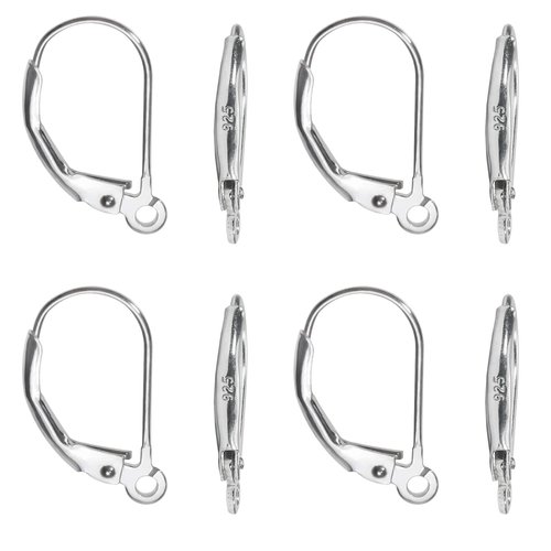 TOAOB 8pcs 925 Sterling Silver Leverback French Earring Hooks Hypoallergenic Dangle Earwire Findings 16x9mm with Jump Rings for Jewelry Making