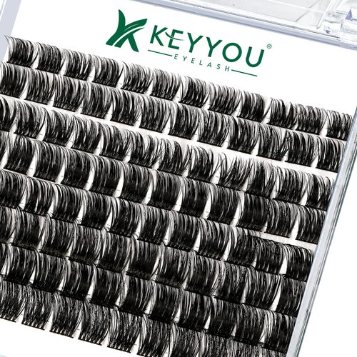 Lash Clusters 96pcs Individual Lashes Y12 D Curl 10-18MIX Cluster Lashes KEYYOU Volume Wispy Lash Extension Soft&Comfortable Easy DIY at Home(Y12 D-10-18MIX)