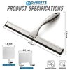 OVSGTTZ Shower Squeegee for Glass Door with 3 Adhesive Hook, Stainless Steel Glass Cleaning Squeegee for Bathroom & Household Window, Mirrors, Tiles and Car, 10 Inches, Clear, Silver