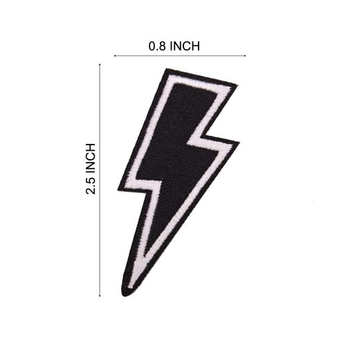 U-Sky Iron on Patches for Motorcycle Jackets, 3pcs Black Lightning Iron-on Patch, Sew on Appliques for Clothes Backpacks Jeans Bags Bedsheets to Cover Logo Rip Size 2.5x0.8inch