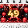 Happy 49th Birthday Banner Backdrop Red and Black 49 Years Old Background Bday Decorations for Women Men Photography Party Supplies Glitter