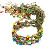 FUGZAUD 7 Pack Paper Flower Crown Floral Headband Wreath Garland Bohemian Style Wedding Bride Bridal Headwear Party Festivals Hair Accessories Mixed Color (With Rope)