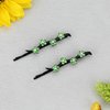Hair Pins for women Faux Rhinestone Flower Daisy Covered Bobby Pin, Set of Two, Green