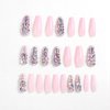Luxurious 3D Crystal Press on Nails Long Coffin False Nails with Nail Glue Fake Nails With Rhinestones Designs Salon DIY Manicure Reusable Fake Acrylic Diamonds Nail Art Tips Gifts for Women 24Pcs