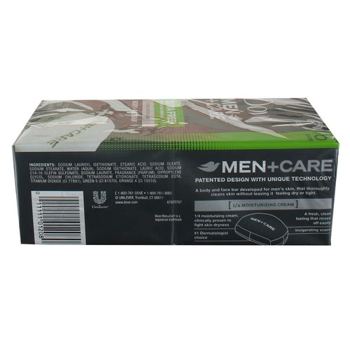 DOVE MEN + CARE 3 in 1 Cleanser for Body, Face, and Shaving to Clean and Hydrate Skin Extra Fresh Body and Facial Cleanser More Moisturizing Than Bar Soap 3.75 oz 6 Bars