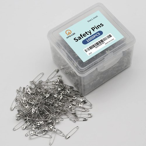 1000Pcs Safety Pins Assorted, 1.1 Inch Rust-Resistant Steel Wire Silver Sewing Safety Pins for Clothes, Small Safety Pins 28mm Bulk for Clothes Crafts Use