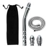 3 Head Shower Enema Flusher Attachment with 59" Shower Hose for Portable Bathroom Kit Flush Enema Toilet Bent Zinc Alloy Washing and Cleaning Tool with 2 Shower Heads