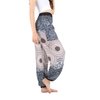 Boho Pants Harem Pants Yoga Trousers for Woman Bohemian Beach Pants (Honeycomb Black and White,10-16)