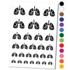 Lungs Anatomy Organ Body Part Temporary Tattoo Water Resistant Fake Body Art Set Collection - Black (One Sheet)