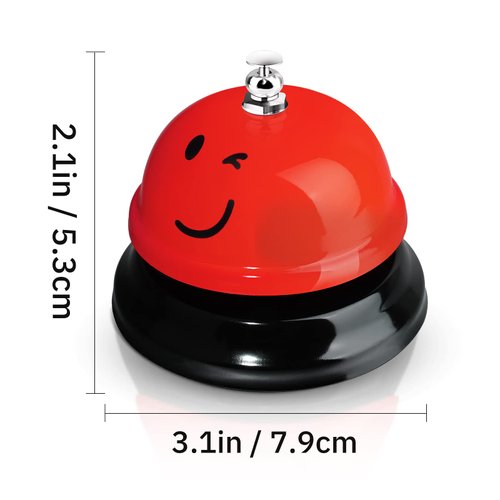 6 Pcs Call Bell Service Bell for Desk Smile Face Dinner Bell 3 Inch Diameter Desk Bell with Metal Anti Rust Construction Classroom Bell for Hotel Restaurant Office School Kitchen Bar (Plain Color)
