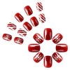 Christmas Press on Nails Short Square Fake Nails Red False Nails with Christmas Snowflake Design Glue on Nails Glossy Full Cover Stick on Nails Xmas Acrylic Nails Kit for Women Manicure 24Pcs