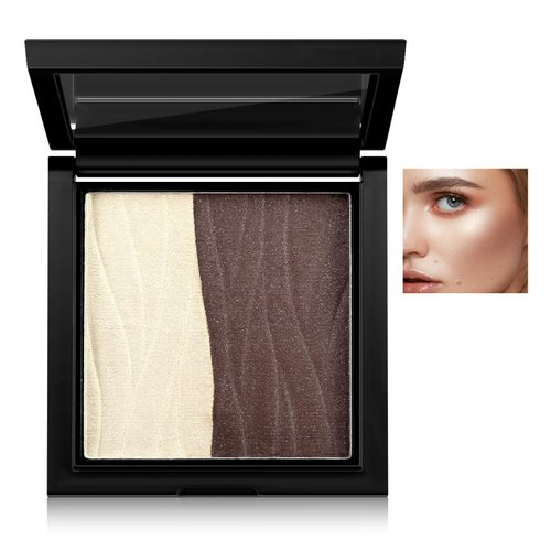 Boobeen Blush Contour Highlighter Makeup Palette, 2 Color Shimmer Smooth Powder Palette for Blush, Highlighting, Contouring the Face, Blendable Compact Highlight Contour Set