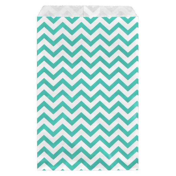 888 Display - 200 pcs of 8 1/2" x 11" Teal Green Chevron Paper Gift Bags Shopping Sales Flat Bags