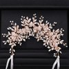 Anglacesmade Bridal Headband Leaves and Flower Hair Vine Crystal Tiara Crown for Wedding Hair Accessories for Women and Girls (Gold)