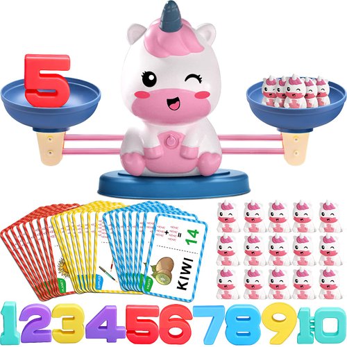Kaodezhu Unicorn Math Balance Toys - Montessori Toys for 3+ Years Old Kids, Learning and Educational Toys for Girls - Christmas, Birthday Gifts