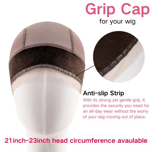 Isshin Beauty Wig Grip Cap Women Adjustable: Wig Gripper with Ear-Cutouts Natural Lace Edge - Gluless Non Slip-Off Band with Velcro No-Headache Comfortable Breathable (Brown)
