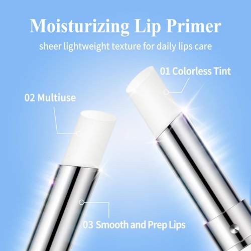 KYDA 2 Pcs Lip Primer, Colorless Tint, Smoothes and Refines Lips, Moisturizing Primer for Lips, Sheer Lightweight Lip Base, Lipstick Primer & Daily Lips Balm