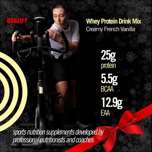Qualify French Vanilla Whey Protein Powder Shake, Vanilla Protein Powder Post Workout Recovery Drink, Gluten Free, Sugar Free, Highly Kosher, 25g Protein, 5.5g BCAA, 1.65lb