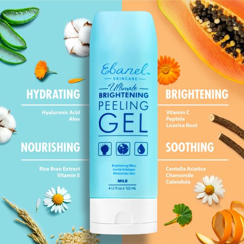 Ebanel Exfoliating Face Scrub Peeling Gel, Brightening Moisturizing Gentle Face Wash, Face Exfoliator Dead Skin Remover with Aloe, Vitamin C, Coconut Oil