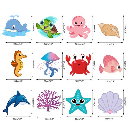 12 Pcs Ocean Sea Animal Honeycomb Centerpiece Party Decorations Ocean Themed Under The Sea Table Topper Party Supplies Fish Sea Creature Mermaid Beach Bday for Baby Shower
