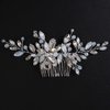 Teyglen Dainty Crystal Bridal Wedding Hair Comb Sparkly Silver Opal Rhinestone Hair Pieces Hair Accessories Bridal Side Comb Headpieces for Women Bride Girls