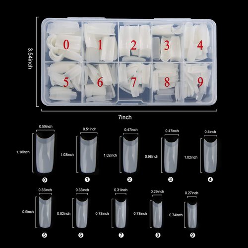 Abodhu Natural Nail Tips Coffin Shape Fake Nails French Tips Half-cover False Nails with Glue, a Nail File, a Nail Clipper,DIY Christmas Nail Tips,500 Pieces Acrylic Nail Tips for Manicure, 10 Sizes