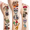 103 PCS Day of The Dead Dia De Los Muertos Temporary Tattoos Sticker Birthday Decorations Halloween Festival Mexican Sugar Skull Puppy Black Carnival Themed Party Favors Supplies Cute Boy Gifts