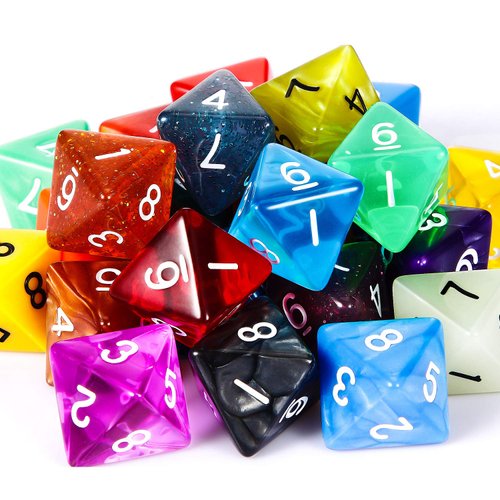 TecUnite 25 Pieces Polyhedral Dice Set with Black Pouch for Other Table Games with Random Multi Colored Assortment