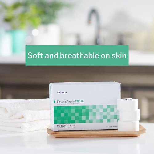 McKesson Surgical Tape, Non-Sterile, Air Permeable Paper, 1 in x 10 yd, 12 Count