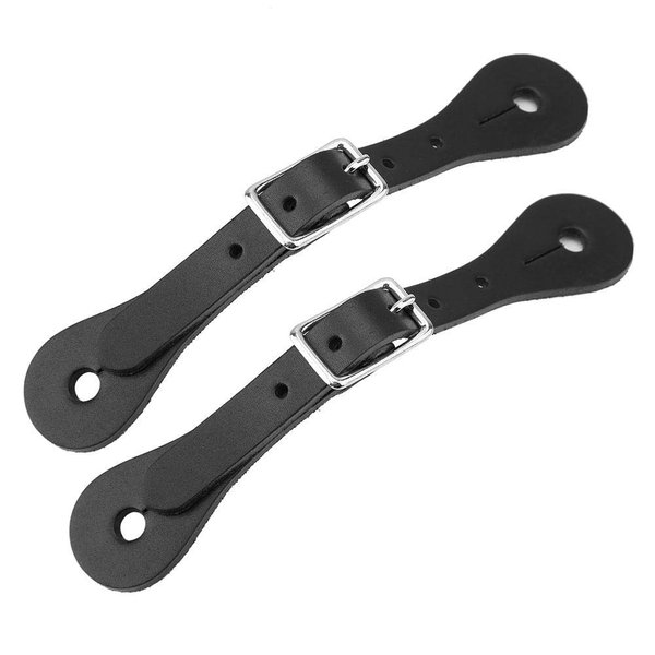 1 Pair Spur Straps, Adult Western style Spurs Leather Belt Genuine Leather Horse Riding Accessories(Black)