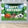 Xigejob Sports Theme Birthday Party Supplies Backdrop - Sports Party Background Banner Decorations, Sports Theme Soccer Basketball Baseball Football Birthday Photography Backdrop (5x3ft)