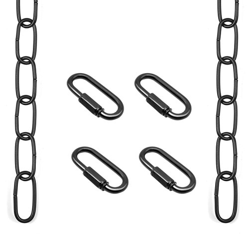ECUDIS 6 Feet Black Pendant Light Fixture Chain, Lighting Hanging Chain Extension with Connection Locks, Lighting Chain Replacement for Chandelier, Plants, Fruit Basket (6 Feet Black)