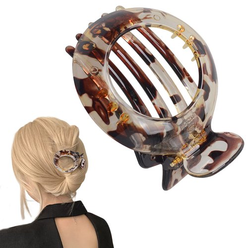 AEGYPIUS Hair Clip for Thin Hair, Small Flat Hair Claw, Light Brown - Premium Resin, Resilient Spring Action, Ideal for Everyday Styling, Women & Girls Size