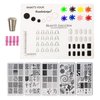 Beaute Galleria Bundle Nail Art Stamping Set - 5 Styles of Premium Etched Stamping Plates Image Templates, Silicone Nail Mat, Nail Stamper, Plate Scraper and Instruction Card