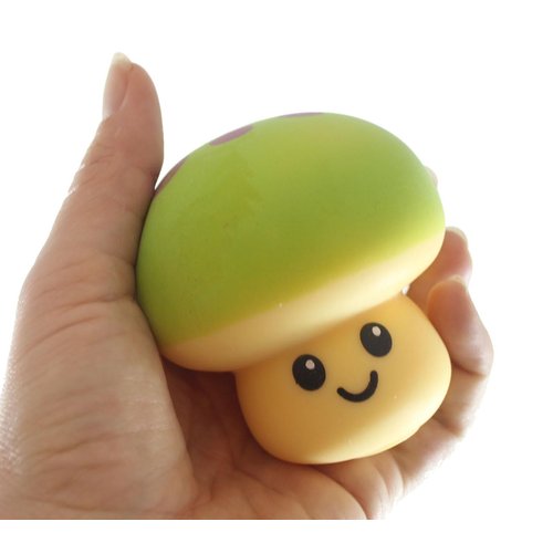 1 Mushroom Squishy Squeeze Stress Ball Soft Doh Filling - Like Shaving Cream - Sensory, Fidget Toy (1 Random Color)