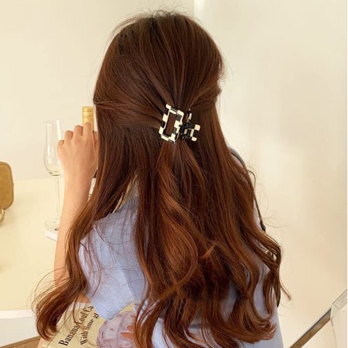 BetterJonny Medium Hair Claw Clips, 4Pcs Acetate Hair Clips Square Hair Jaw Clips Hair Accessories for Women, Tortoise Barrettes