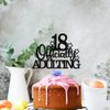 Officially Adulting 18 Cake Topper, Happy 18th Birthday Cake Decorations, 18th Cake Decor, Cheers to 18 Years Birthday Anniversary Party Supplies Black Glitter