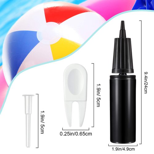 Exercise Ball Hand Pump Fitness Yoga Ball Air Pump Ball Inflator Pump with 2 Pieces Exercise Ball Plug Removers and 10 Pieces Exercise Ball Air Plugs Pin Air Stoppers Adapter Kit for Balls (Black)